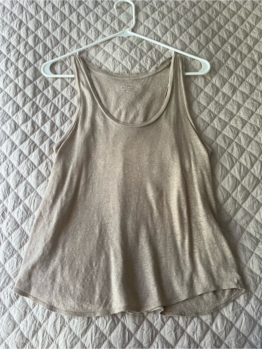 J crew Soft Metallic Beige Tank Top 
Dry cleaned